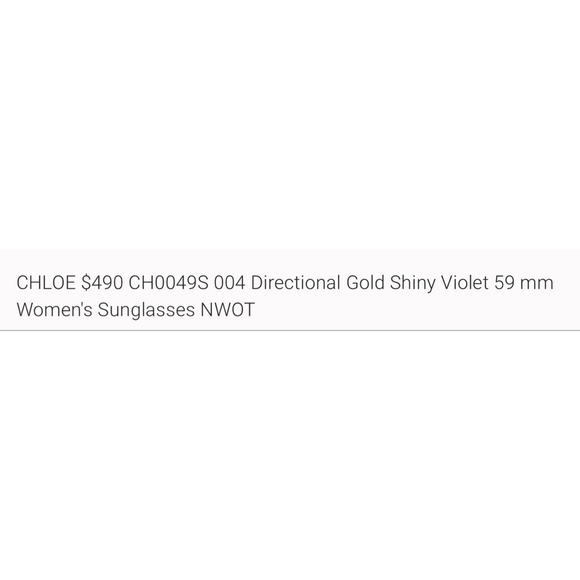New Chloe Gold Violet Cat Eye Sunglasses 59mm